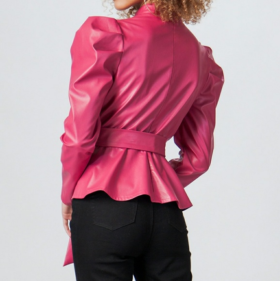 Jealous Tomato Puff Sleeve Leather Tops 1 Left! - Picture 4 of 5